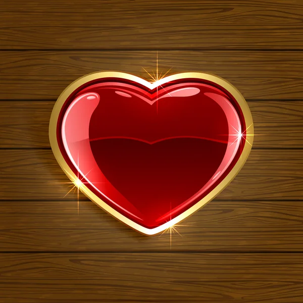 Heart on wooden background — Stock Vector