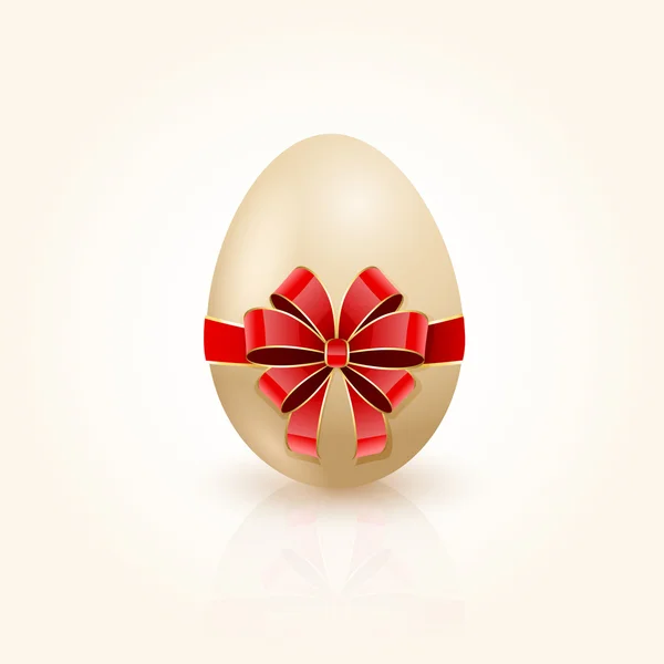 Red bow on Easter egg — Stock Vector