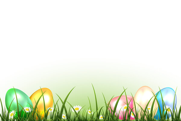 Easter eggs on a grass