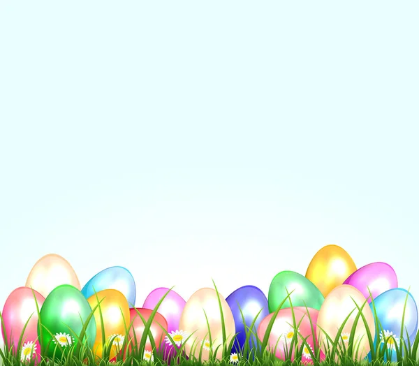 Huevos de Pascua en una hierba — Archivo Imágenes Vectoriales