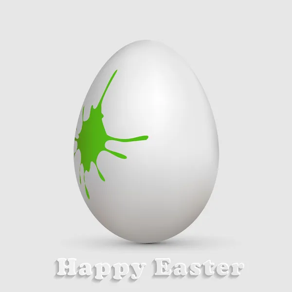 Fehér húsvét tojás-zöld festékkel — Stock Vector