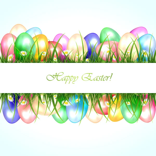 Easter banner with eggs in a grass — Stock Vector