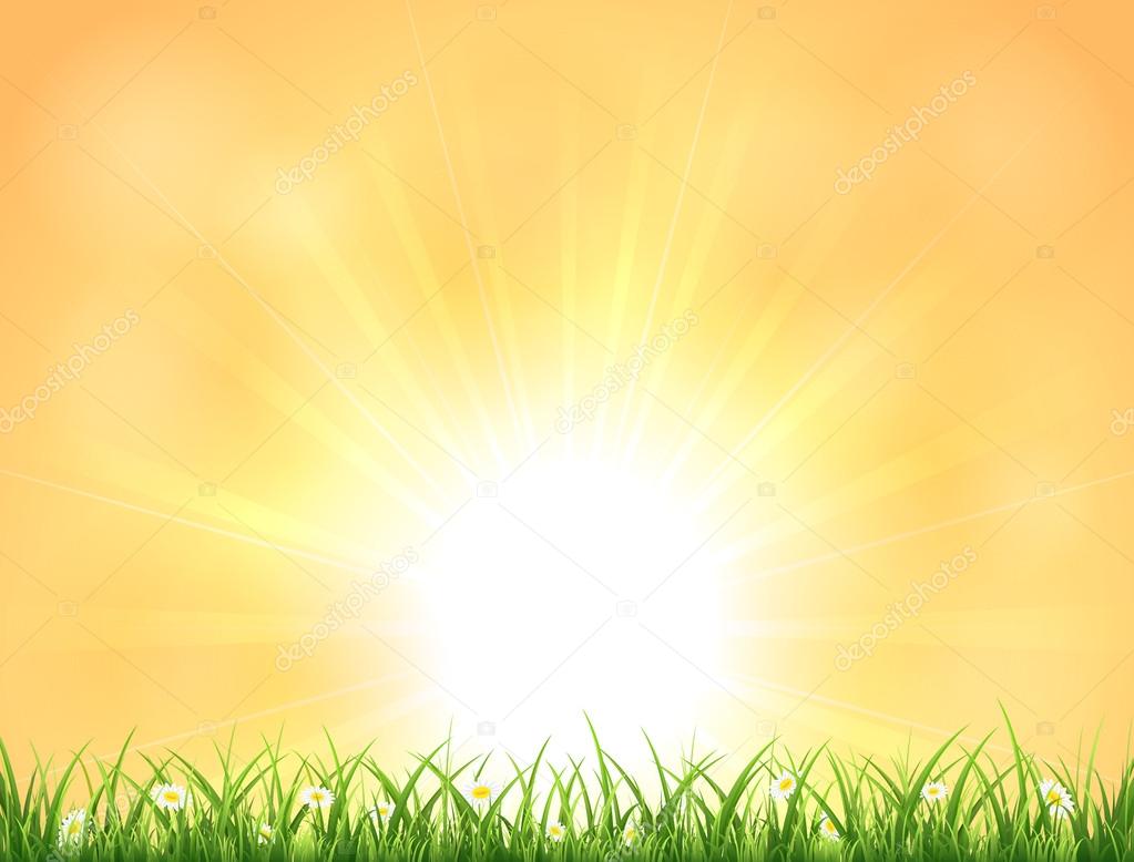 Background with Sun and grass