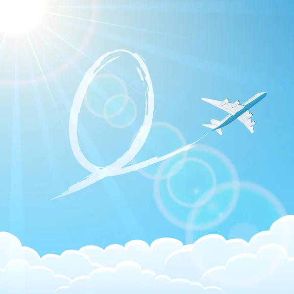 Easter egg and plane in the sky — Stock Vector