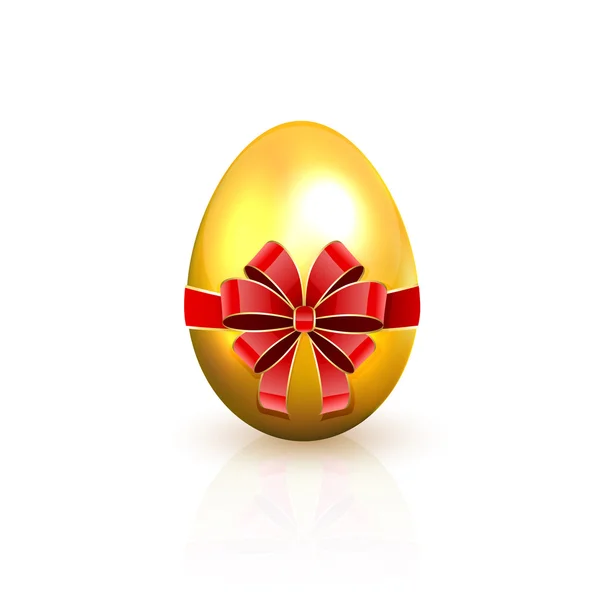 Golden egg with red bow — Stock Vector