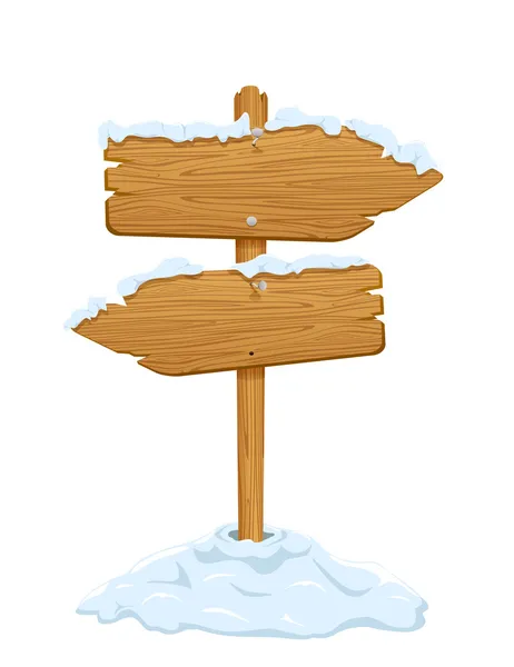 Сніг на дерев'яному знаку — стоковий вектор