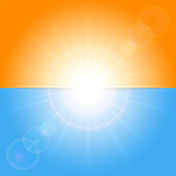 橙色和蓝色的阳光背景 — 图库矢量图片