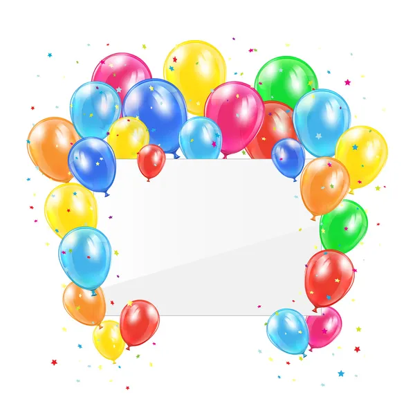 Globos y tarjeta — Vector de stock