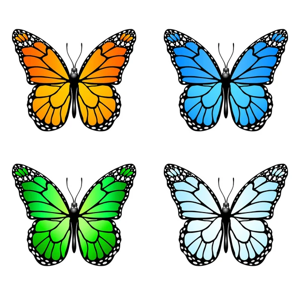 Conjunto de mariposas de colores — Vector de stock