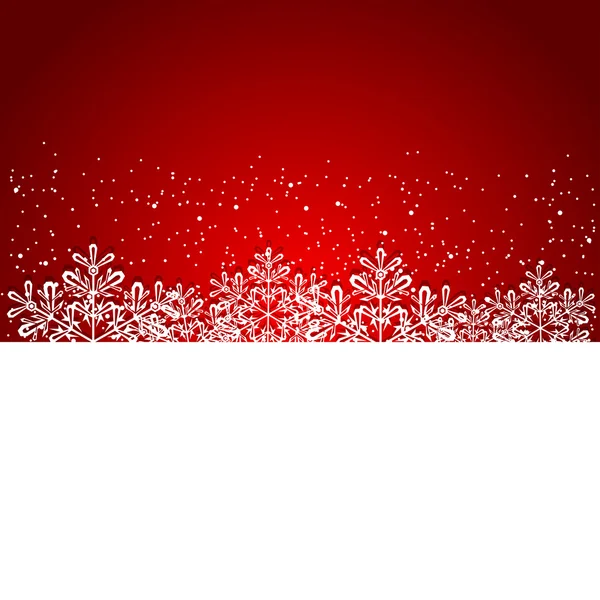 Fiocchi di neve di Natale su rosso — Vettoriale Stock
