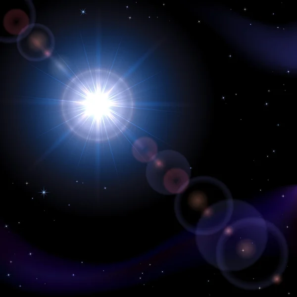 青い宇宙の太陽 — ストックベクタ