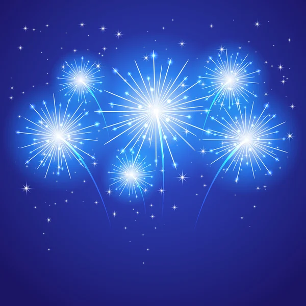 Fuegos artificiales azules — Vector de stock