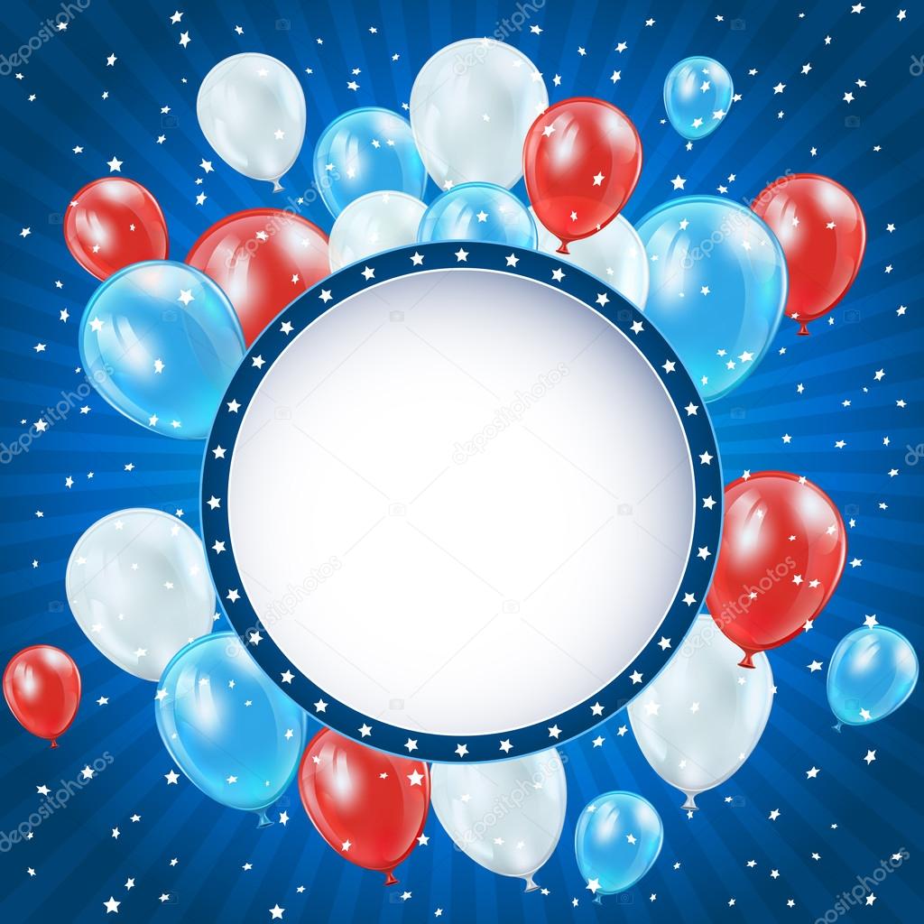 Independence day background with balloons and stars