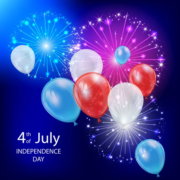 Dzień Niepodległości balony i fajerwerki — Wektor stockowy
