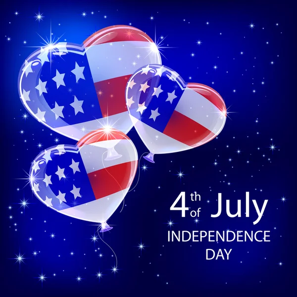 独立記念日の気球と星 — ストックベクタ