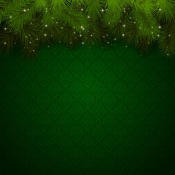 Fundo verde com árvore de natal — Vetor de Stock