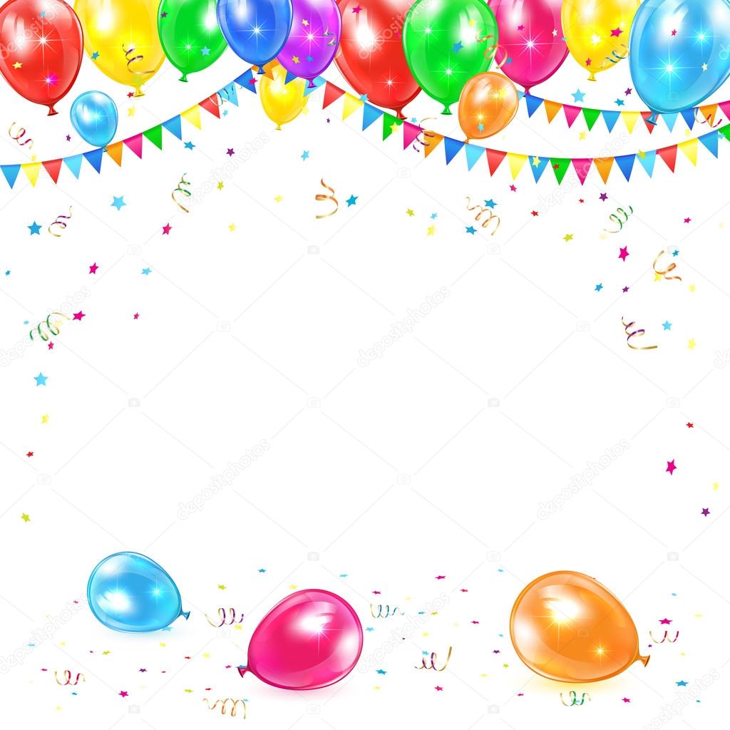 Background with balloons and confetti