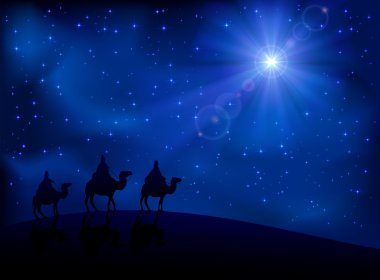 Three wise men and star clipart