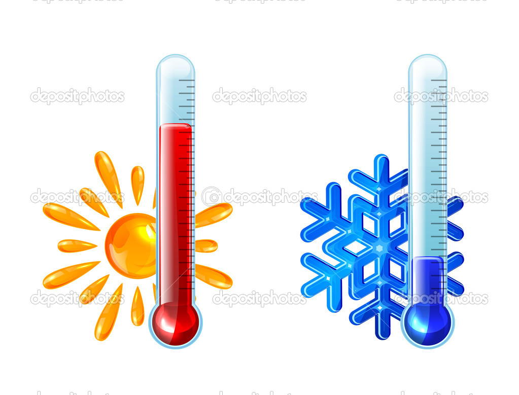 Red and blue thermometers