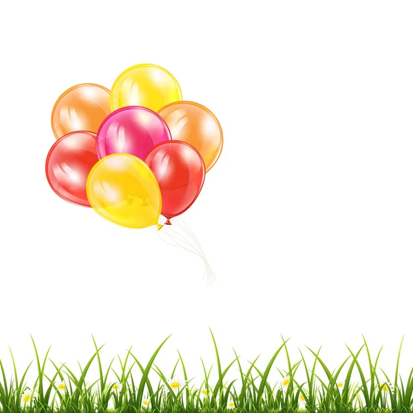 Luftballons und Gras — Stockvektor