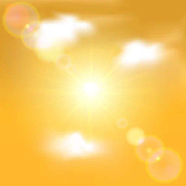 Cielo naranja con sol y nubes — Archivo Imágenes Vectoriales