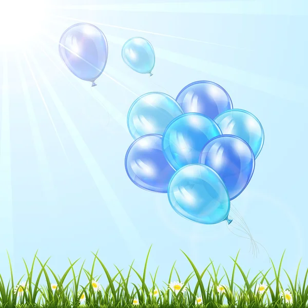 Gökyüzü mavi balon — Stok Vektör