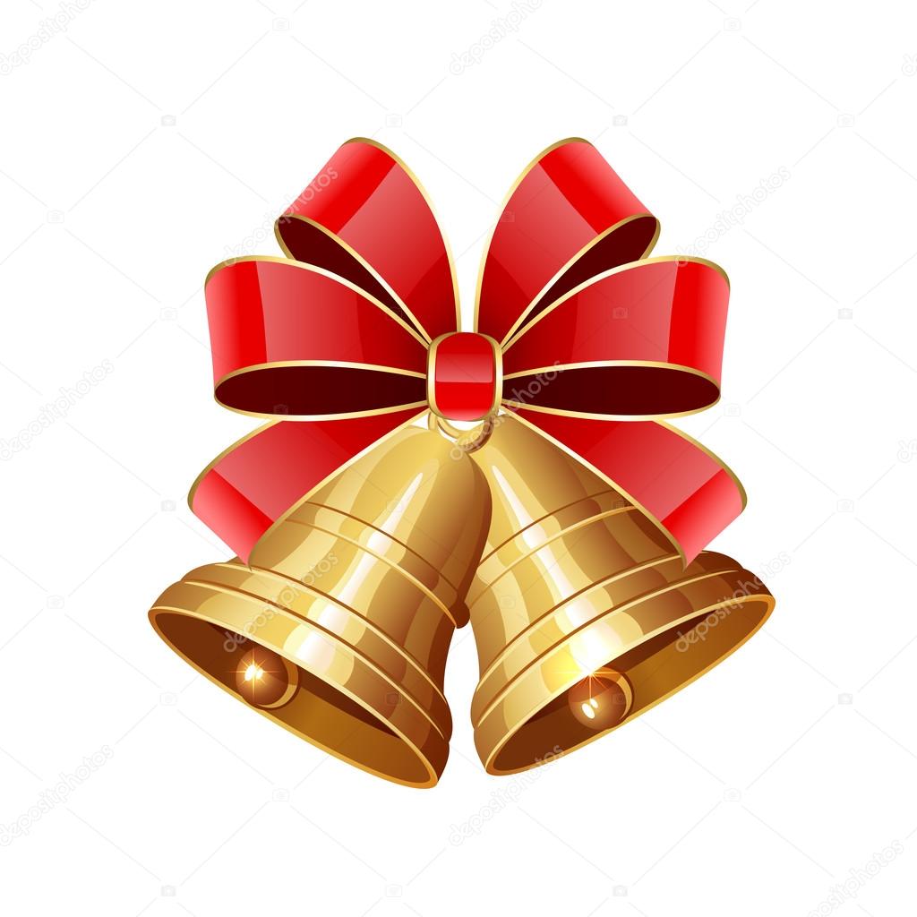 Christmas bells with red bow