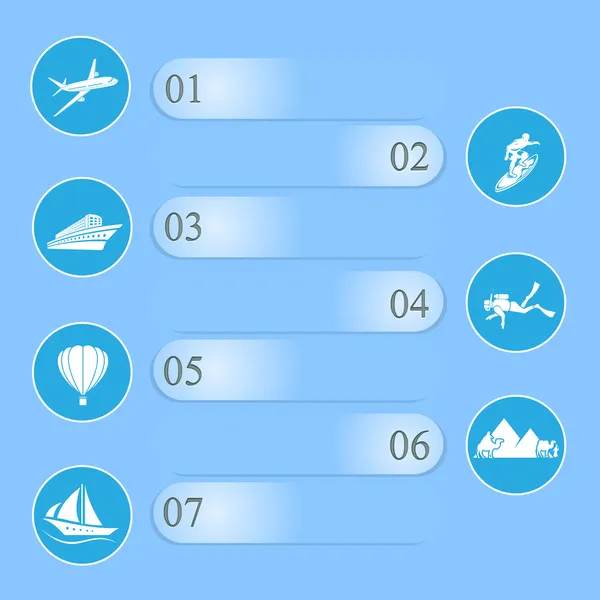 Infographie de voyage sur fond bleu — Image vectorielle