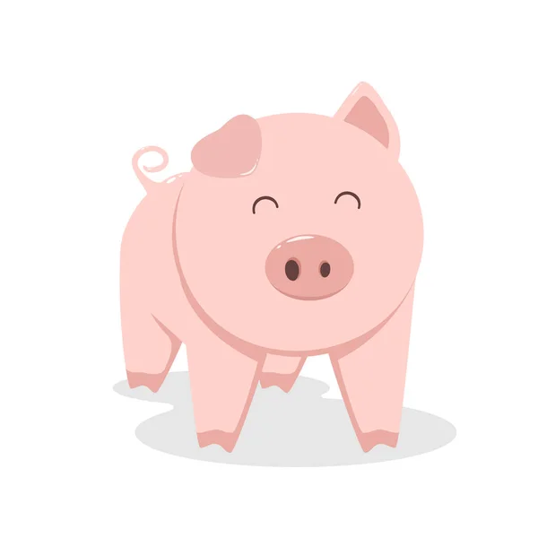 Porco Feliz Isolado Fundo Branco Ilustração Com Animal Desenho Animado — Vetor de Stock