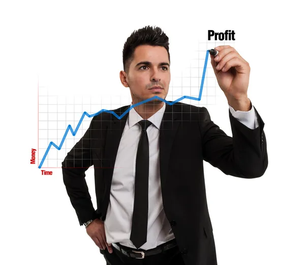 Affärsman skapa ett finansiella diagram — Stockfoto