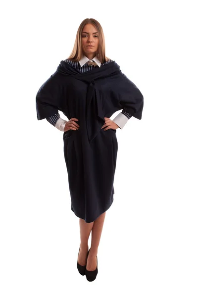 Styligh advokat bär en marinblå klänning — Stockfoto