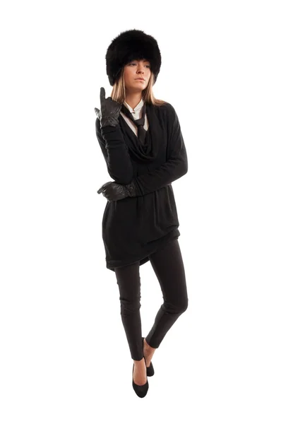 Ženské šaty v černé barvě na bílém pozadí — Stock fotografie