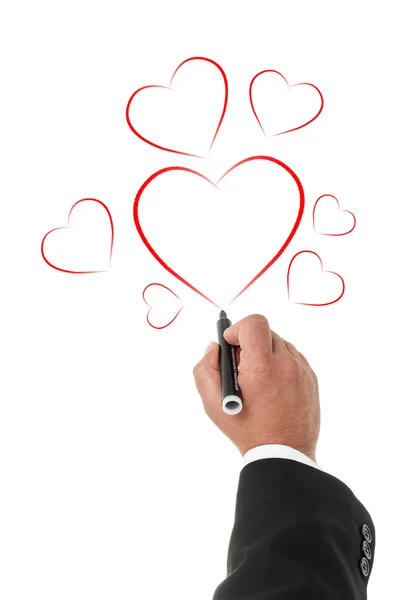 Hand drawing hearts isolated on white background. — Stock Photo, Image