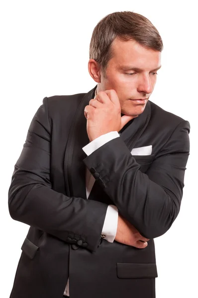 Elegant male model wearing a black sui — Stock Photo, Image