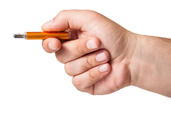 Close up with a hand holding a memory flash driv — Stock Photo, Image