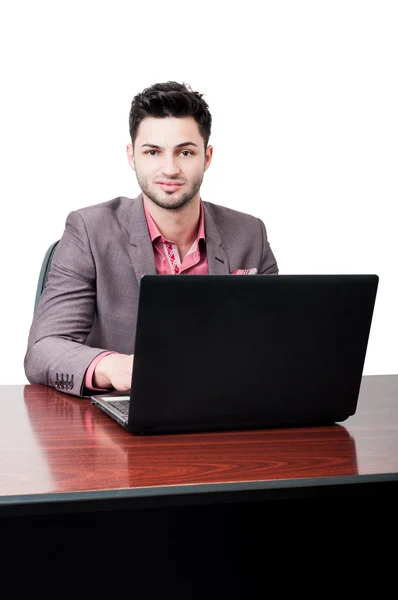 Hombre de negocios guapo con lapto — Foto de Stock