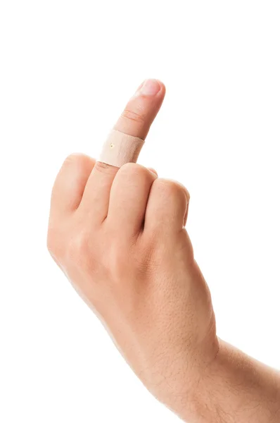 Middle finger up and patche — Stock Photo, Image