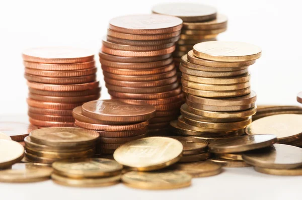 Closeup of piles of coin — Stock Photo, Image