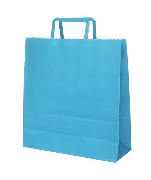Bolsa de compras Papper azul aislada sobre fondo blanco — Foto de Stock