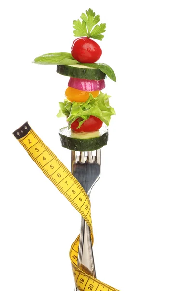 Mixed vegetables on a fork isolated. Diet concept — Stock Photo, Image