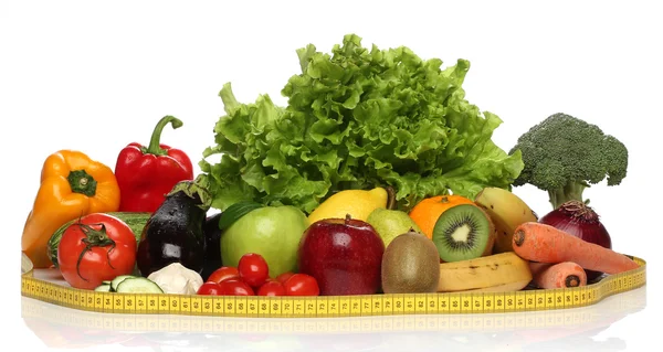 Grupa pyszne zdrowe warzywa na białym tle — Zdjęcie stockowe