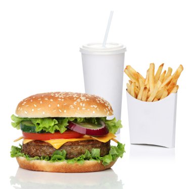 hamburger, patates kızartması ve kola içmek