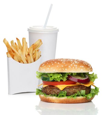 hamburger, patates kızartması ve kola içmek