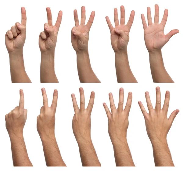 Set of counting hands isolated on white background — Stock Photo, Image