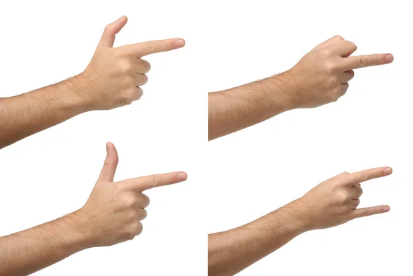 Four different hand signs. Isolated on white background — Stock Photo, Image