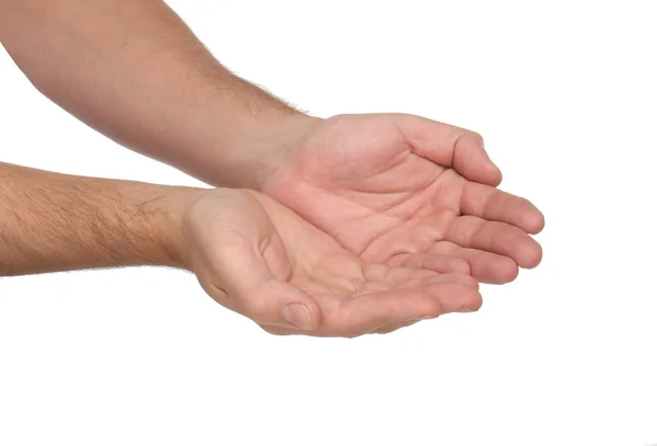 Człowiek ręce znak izolowane na białym tle — Zdjęcie stockowe