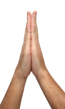 Two praying hands isolated on white background clipart