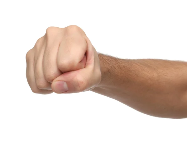 Σημάδια χεριών. Punch γροθιά απομονώνονται σε λευκό φόντο — Φωτογραφία Αρχείου