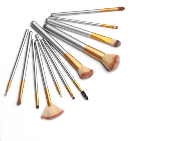 Cosmetics Make Brushes Set White Background Clipping Path — Stock Photo, Image