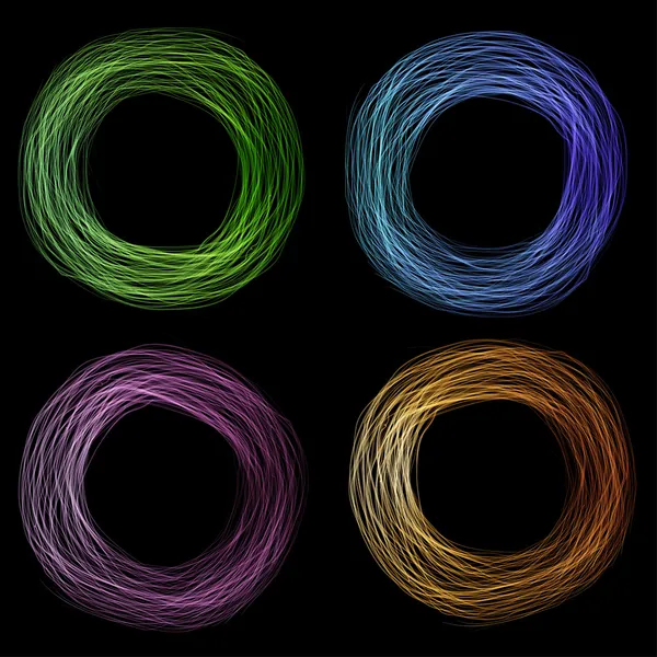 Scribble cercles sur fond noir — Image vectorielle